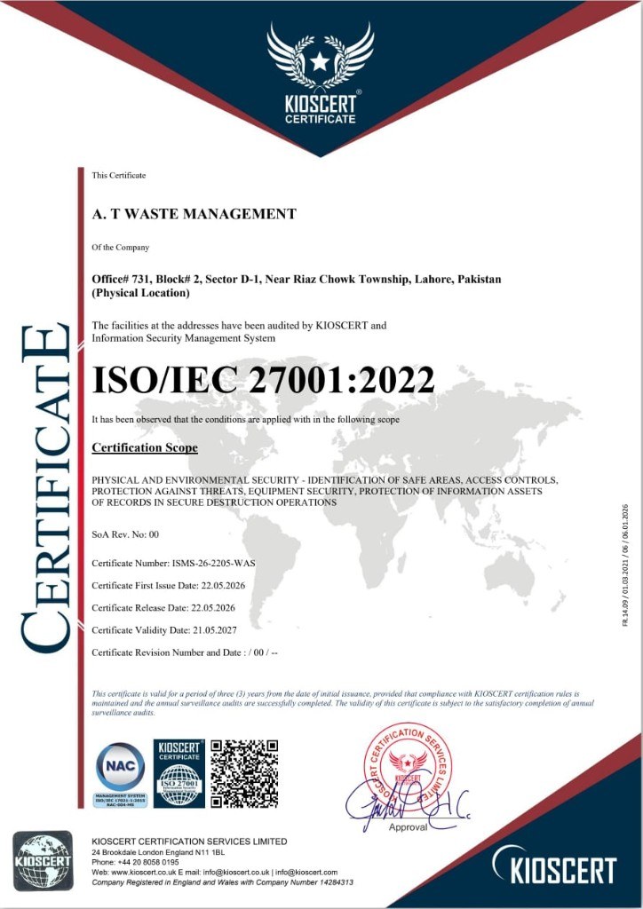 ISO/IEC 27001:2022 certificate — KIOSCERT